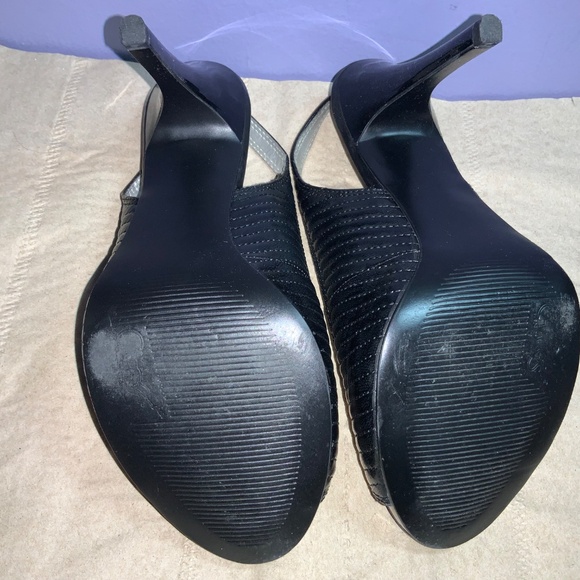Carlos Santana Commit peep toe sling back black heels Sz 7.5M - Picture 5 of 7